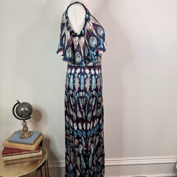 Temperley London Quartz Maxi Dress 100% Silk Botanical Ruffle Size 6 Elegant - Picture 8 of 16